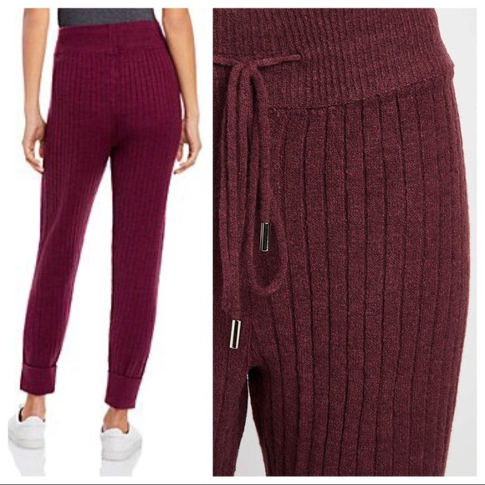 FREE PEOPLE BOHO JOGGERS COZY RIB KNIT LOUNGE ATHLEISURE SKINNY SOFT PANTS A3C - Picture 9 of 11